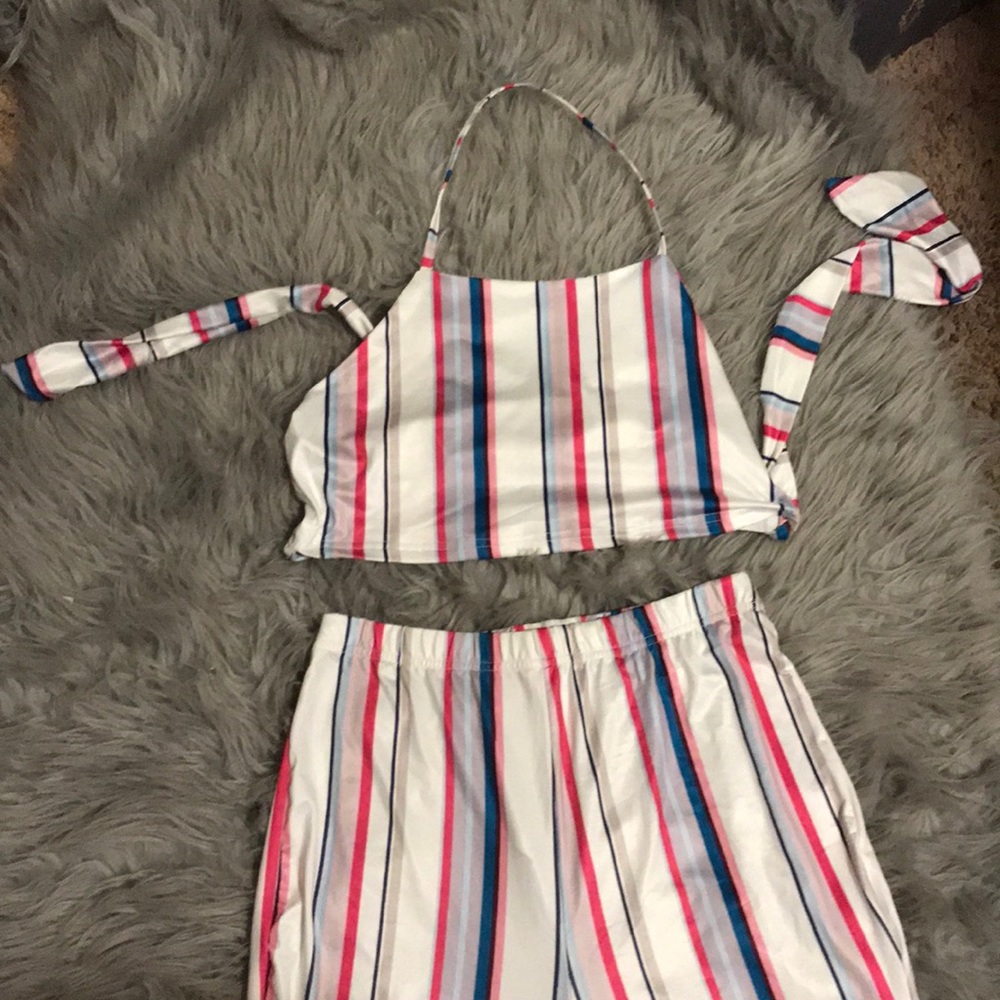 2 piece set , halter top & matching  flare pants